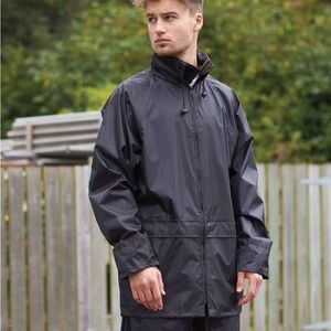 Portwest (4XL) Classic Rain Jacket, Black Polyester Packable Utility Raincoat